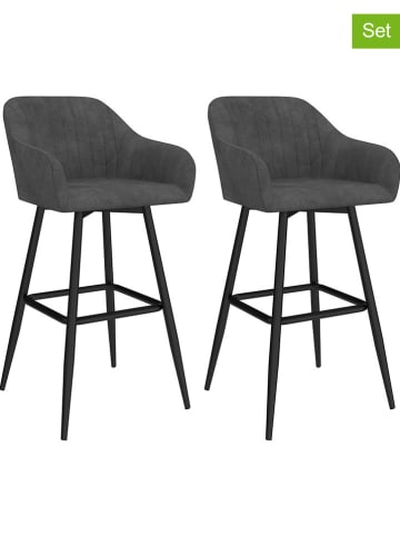 IDOMYA Factory 2er-Set: Barhocker "Ariana" in Anthrazit/ Schwarz - (B)46 x (H)93 x (T)47 cm