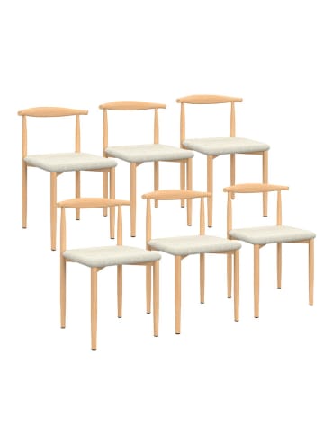 IDOMYA Factory 6er-Set: Stühle "Adam" in Weiß/ Hellbraun - (B)50 x (H)74 x (T)48 cm