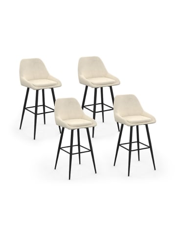 IDOMYA Factory 4er-Set: Barhocker "Olivia" in Creme/ Schwarz - (B)44 x (H)92 x (T)46 cm