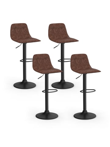 IDOMYA Factory 4-delige set: barkrukken "Edison" bruin/zwart - (B)42 x (H)104 x (D)39 cm