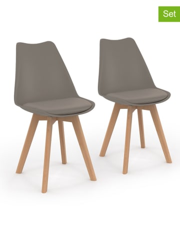 IDOMYA Factory 2er-Set: Stühle "Nordia" in Beige/ Hellbraun - (B)51 x (H)79,5 x (T)46 cm