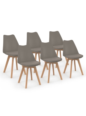 IDOMYA Factory 6-delige set: eetkamerstoelen "Nordia" taupe - (B)46 x (H)79,5 x (D)51 cm