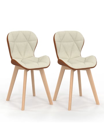 IDOMYA Factory 2er-Set: Esszimmerstühle "Gladys" in Beige - (B)46 x (H)79 x (T)50 cm