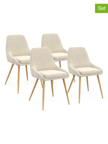IDOMYA Factory 4er-Set: Esszimmerstühle ''Olivia'' in Creme - (B)47,5 x (H)79 x (T)54 cm