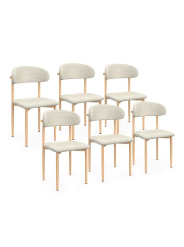 IDOMYA Factory 6er-Set: Esszimmerstühle "Callisto" in Beige - (B)48 x (H)80 x (T)47 cm