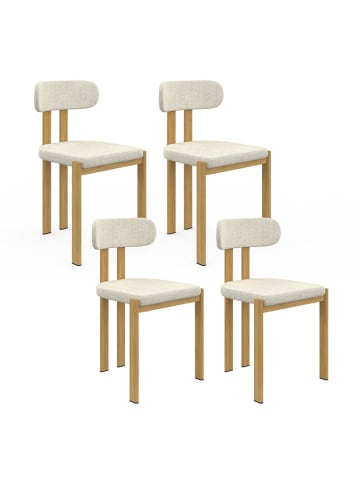 IDOMYA Factory 4-delige set: eetkamerstoelen "Elsa" beige - (B)45 x (H)77 x (D)42,5 cm