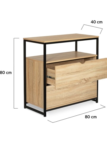 IDOMYA Essentials Ladekast "Memphis" lichtbruin/zwart - (B)80 x (H)80 x (D)40 cm