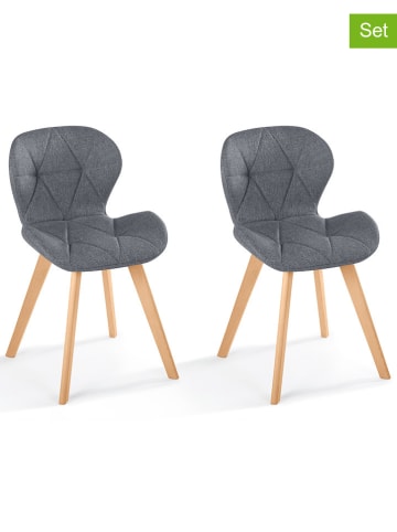 IDOMYA Factory 2-delige set: eetkamerstoelen "Gatsby" grijs - (B)50 x (H)79 x (D)48 cm