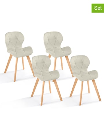 IDOMYA Factory 4-delige set: stoelen "Gatsby" crème/lichtbruin - (B)48 x (H)79 x (D)50 cm