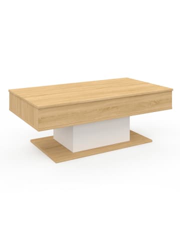 IDOMYA Factory Couchtisch "Tania" in Hellbraun/ Weiß - (B)110 x (H)40 x (T)60 cm