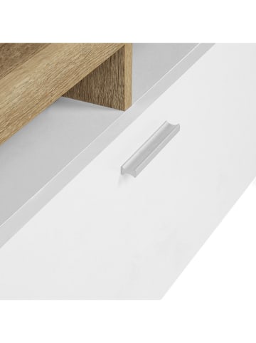 IDOMYA Essentials Szafka RTV "Maryse" w kolorze biało-jasnobrązowym - 110 x 45 x 40 cm