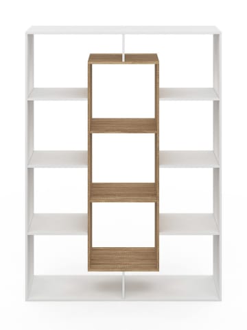 IDOMYA Essentials Boekenkast "Paulette" wit/lichtbruin - (B)104 x (H)143 x (D)30 cm