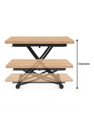 IDOMYA Factory Klaptafel "Tribeca" lichtbruin/zilverkleurig - (B)100 x (H)75 x (D)54 cm
