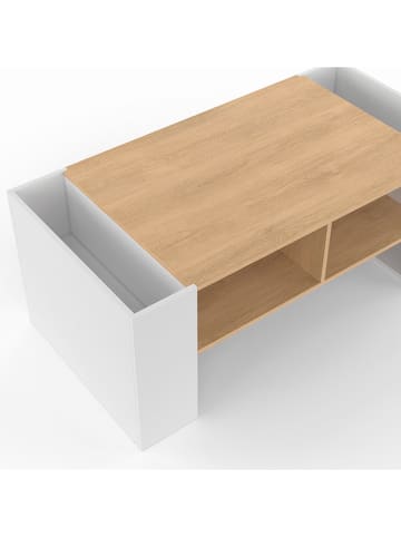 IDOMYA Factory Couchtisch in Weiß/ Hellbraun - (B)100 x (H)40 x (T)50 cm