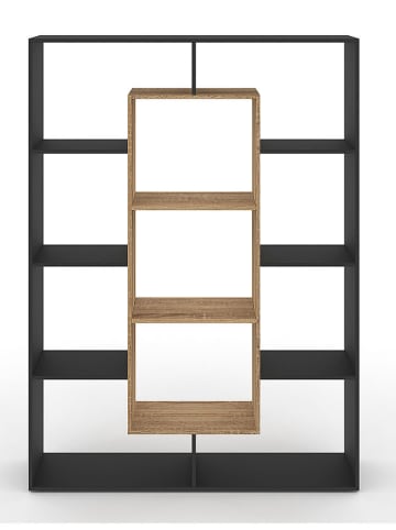 IDOMYA Essentials Boekenkast "Paulette" lichtbruin/zwart - (B)90 x (H)143 x (D)30 cm