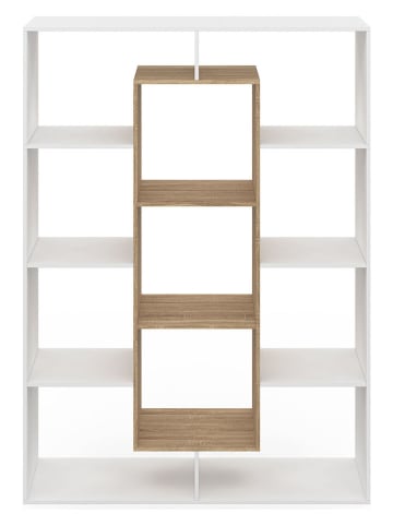 IDOMYA Essentials Bücherregal "Paulette" in Weiß/ Hellbraun - (B)90 x (H)143 x (T)30 cm