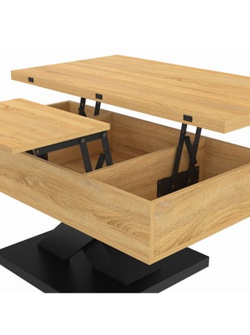 IDOMYA Factory Couchtisch "Alexia" in Hellbraun/ Schwarz - (B)90 x (H)45 x (T)50 cm