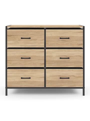 IDOMYA Essentials Ladekast "Iris" lichtbruin/zwart - (B)80 x (H)70 x (D)30 cm