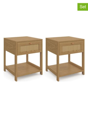 IDOMYA Essentials 2-delige set: nachtkastjes lichtbruin - (B)115 x (H)48 x (D)40 cm