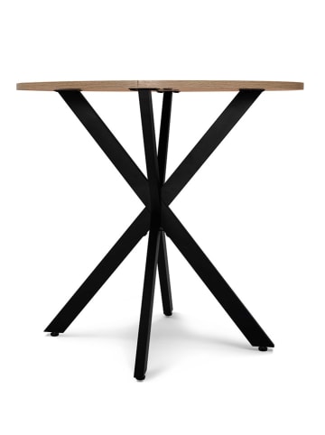 IDOMYA Factory Eetkamertafel "Soline" lichtbruin/zwart - (H)75 x Ø 80 cm