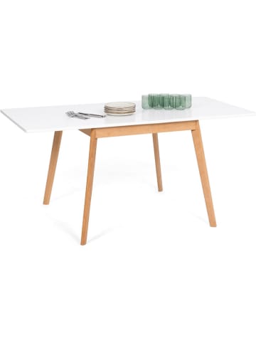 IDOMYA Factory Eetkamertafel "Scandinave" wit/lichtbruin - (B)80 x (H)72,5 x (D)80 cm