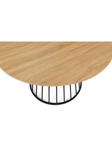 IDOMYA Essentials Esstisch "Adelle" in Hellbraun/ Schwarz - (H)75 x Ø 120 cm