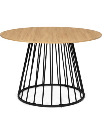 IDOMYA Essentials Esstisch "Adelle" in Hellbraun/ Schwarz - (H)75 x Ø 120 cm