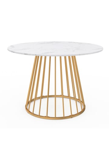 IDOMYA Factory Eetkamertafel "Adelle" wit/geel - (H)75 x Ø 110 cm