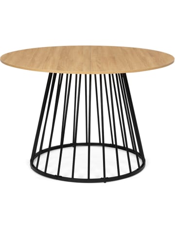 IDOMYA Essentials Esstisch "Adelle" in Hellbraun/ Schwarz - (H)75 x Ø 110 cm