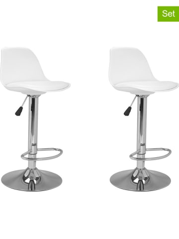 IDOMYA Factory 2-delige set: barkrukken "Karl" wit/zilverkleurig - (B)42 x (H)104 x (D)39 cm