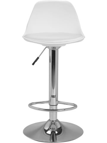 IDOMYA Factory 2-delige set: barkrukken "Karl" wit/zilverkleurig - (B)42 x (H)104 x (D)39 cm