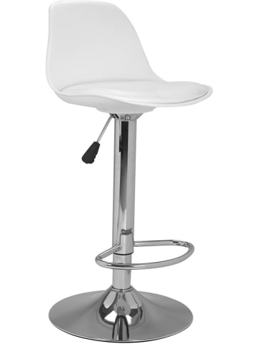 IDOMYA Factory 2-delige set: barkrukken "Karl" wit/zilverkleurig - (B)42 x (H)104 x (D)39 cm