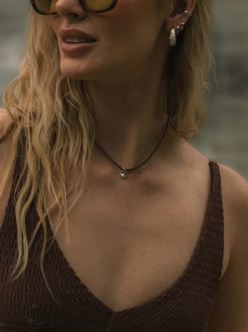 Ania Kruk Skórzany naszyjnik z zawieszką - dł. 40 cm