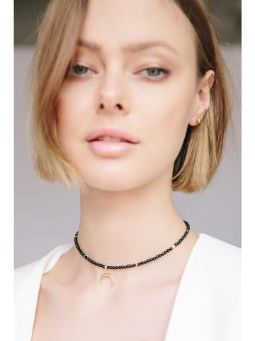 Ania Kruk Pozłacany naszyjnik z onyksami - dł. 37 cm