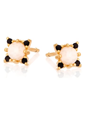 Ania Kruk Pozłacane kolczyki-wkrętki z cyrkoniami i jaspisami