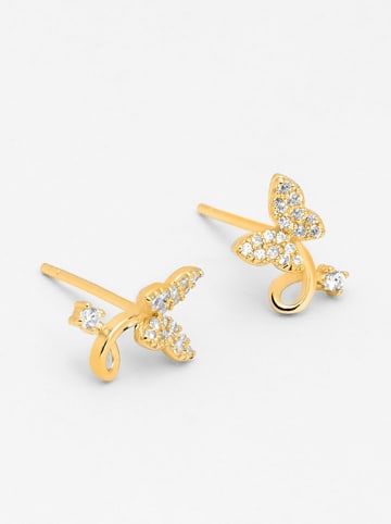 Ania Kruk Złote kolczyki-wkrętki z cyrkoniami