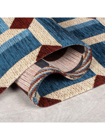 Flair Rugs Laagpolig tapijt "Lennox Geometric" blauw/bordeaux