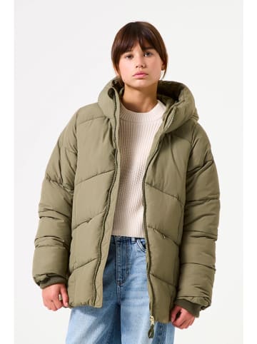 Garcia Doorgestikte mantel kaki