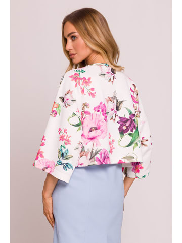 made of emotion Bluzka w kolorze biało-jasnoróżowo-zielonym