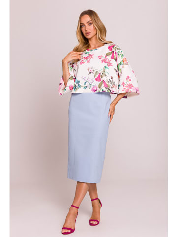 made of emotion Bluzka w kolorze biało-jasnoróżowo-zielonym