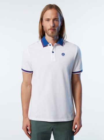 North Sails Koszulka polo w kolorze biało-niebieskim