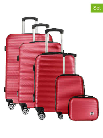 Canadian Peak 5tlg. Hardcase-Trolleyset "Solomuneak" in Rot