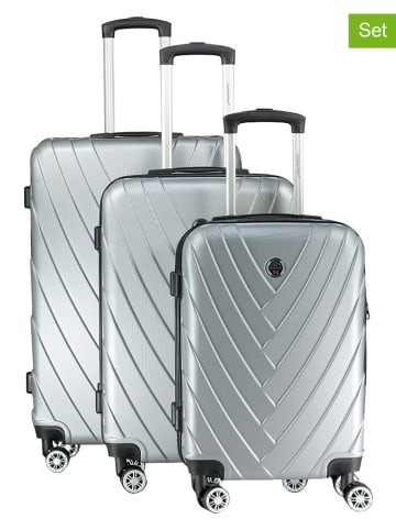 Canadian Peak 3-delige hardcase-trolleyset "Salamanqueak" zilverkleurig