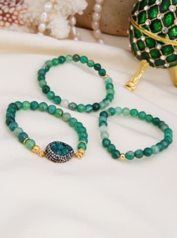 L'Atelier de Gaia 3-delige set: armbanden met edelstenen