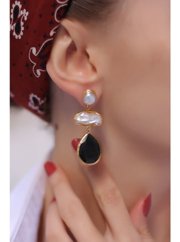 L'Atelier de Gaia Vergulde oorringen met edelstenen