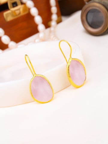 L'Atelier de Gaia Pozłacane kolczyki z kwarcem różowym