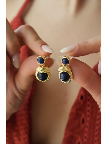 L'Atelier de Gaia Pozłacane kolczyki z lapis lazuli