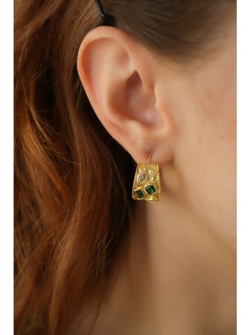 L'Atelier de Gaia Vergulde halfcreolen met edelstenen