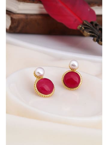 L'Atelier de Gaia Pozłacane kolczyki z perłami i agatami