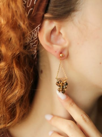 L'Atelier de Gaia Vergulde oorstekers met edelstenen